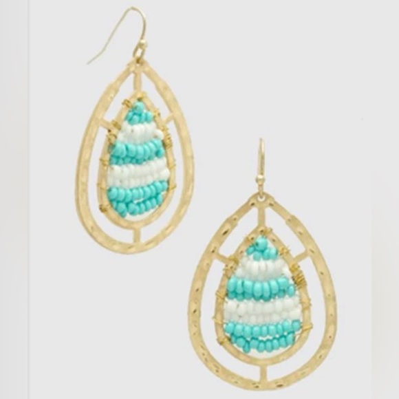 Elan Gold and Aqua Teardrop Earrings - Picture 2 of 3